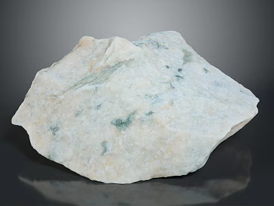Wood Stone Material With White Surface And Green Spots On Black Reflective Background 3d model