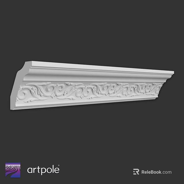 White Ornate Carved Architectural Component With Intricate Scroll Patterns 3d model 