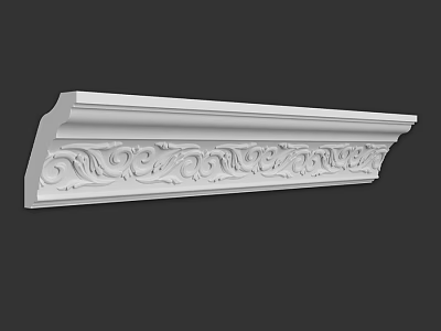 White Ornate Carved Architectural Component With Intricate Scroll Patterns 3d model