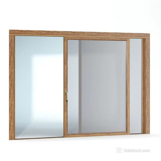 Modern Wooden Frame Casement Window With Large Glass Panel And Durable Design 3d model 