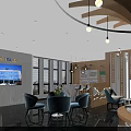 Modern Leisure Area Interior With Wooden Partitions Comfortable Sofas And Bookshelves