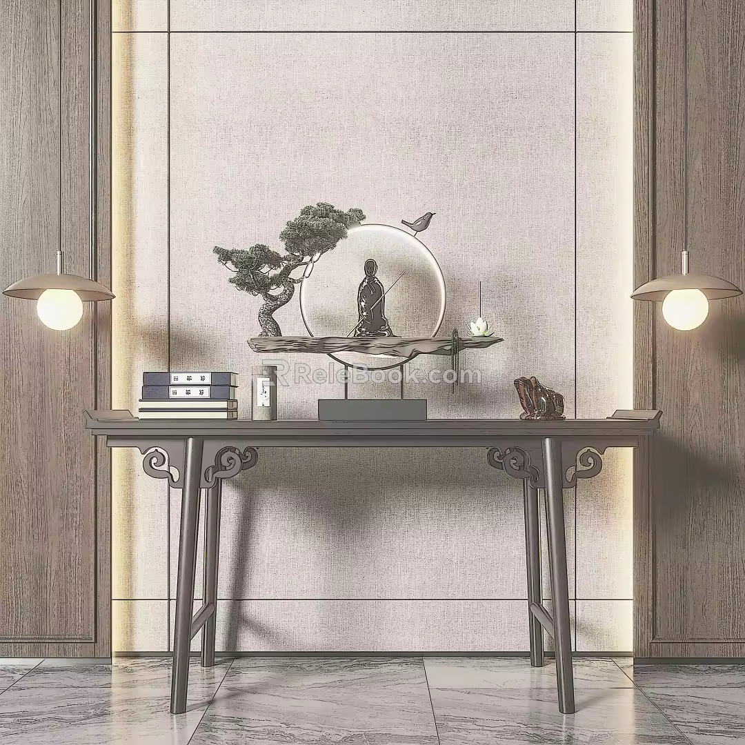 New Chinese Style End View Table Entrance Cabinet End View Table 3d model