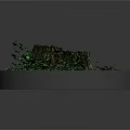 Tree Stump Decorative Display With Circular Base And Lush Green Plants