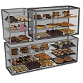Dessert Shop Glass Display Cases With Assorted Cakes Cupcakes Pastries And Chocolates