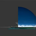 Cartoon Scene With Christ the Redeemer Statue Green Hills Blue Ocean Boats And Airplanes