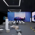 Mercedes Benz Car Display With Black Wall Large Screen And White Vehicle