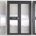 Modern Double Doors Design With Glass Panels Black Frames And Metal Handles