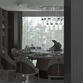 Elegant Restaurant Dining Area With Round Marble Table Green Chairs Pendant Lights And Natural Light