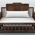 Traditional Chinese Solid Wood Arhat Bed With Backrest And Armrest Design 3d model