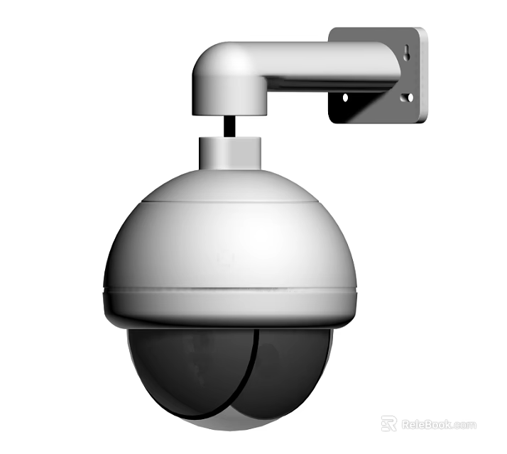 Wall Mounted Dome Security Camera With Surveillance Bracket And Outdoor Design 3d model