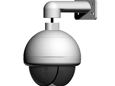 Wall Mounted Dome Security Camera With Surveillance Bracket And Outdoor Design 3d model