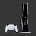 White Modern Game Console With Matching Wireless Controller On Glossy Surface