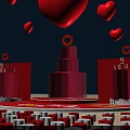 Jiuting 9th Anniversary Stage Event With Red Heart Decorations And Square Structures