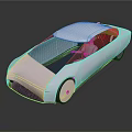 Futuristic Silver Concept Car With Sleek Body White Roof And Red Wheel Accents