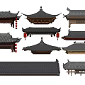 Chinese Traditional Roof Components With Multiple Classical Styles And Ornate Eaves 3d model