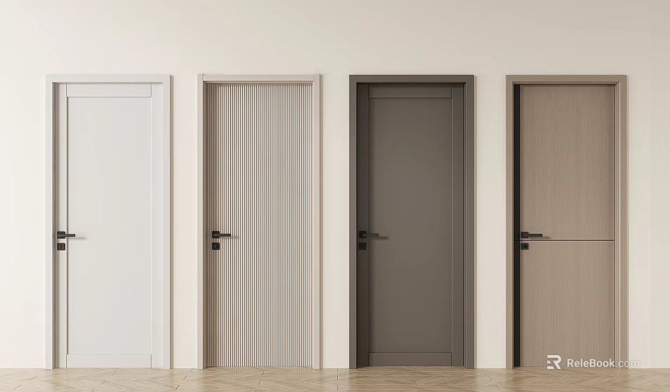 Modern Flush Doors with Various Designs Colors and Textures for Home Interior Design 3d model
