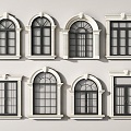 European-style windows, simple European windows, arched windows, casement windows, floor-to-ceiling windows, arc-shaped windows, windows 3d model