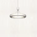 Modern White Circular Pendant Light With Warm Glow Against Neutral Wall 3d model