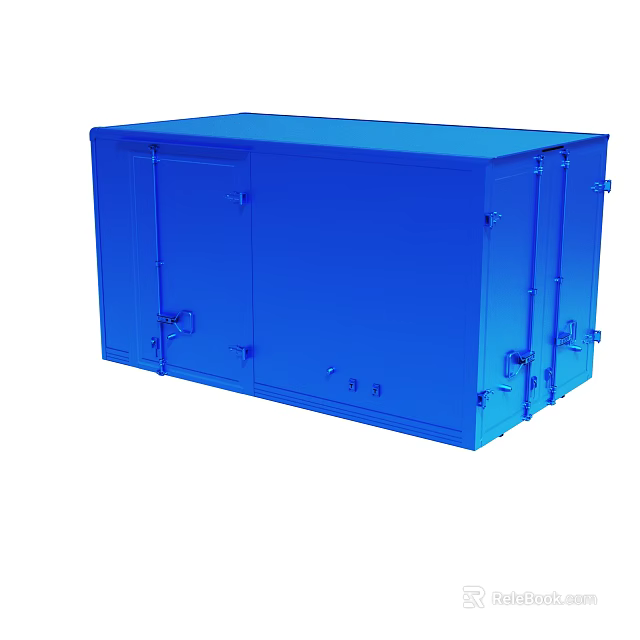 Blue Metal Storage Container With Lockable Doors And Secure Enclosure 3d model 