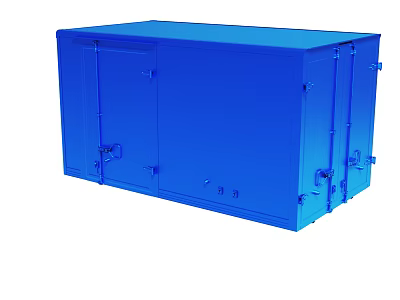 Blue Metal Storage Container With Lockable Doors And Secure Enclosure 3d model