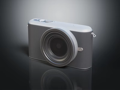 Portable Digital Camera With Large Lens Modern Gray Body And Compact Design 3d model