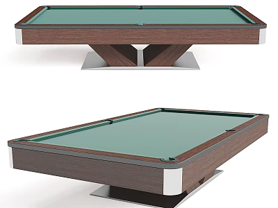Modern Billiard Table With Green Felt Surface Wooden Frame And Metal Legs 3d model