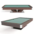 Modern Billiard Table With Green Felt Surface Wooden Frame And Metal Legs