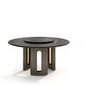 Elegant Modern Round Dining Tables With Marble Tabletop Wooden Legs And Geometric Cutout Design