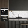 Modern Kitchen Interior With Dark Wooden Cabinets Marble Countertop And Island Design