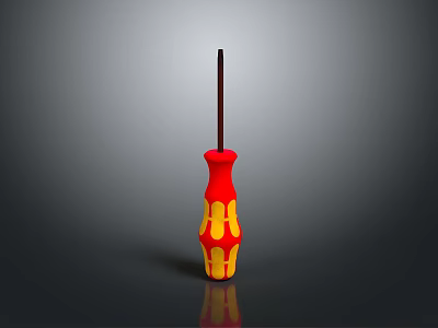 Household Screwdriver With Red And Yellow Ergonomic Handle And Metal Shaft 3d model