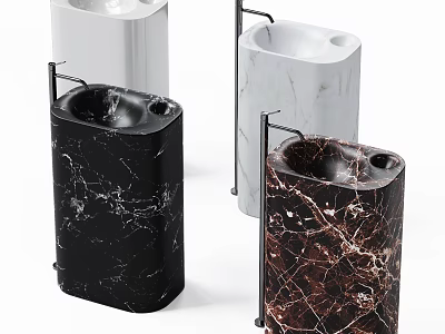 Modern Marble Washbasins in Black White and Brown Color Styles 3d model