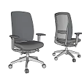 Gray Office Chair with Mesh Back Metal Frame and Swivel Wheels Design