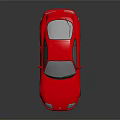 Red Two Door Sports Car With Rear Spoiler Silver Wheels And Reflection