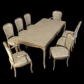 Classical European Style Armchairs With Carved Legs Patterned Fabric For Dining Room Long Table
