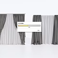 Grey And White Curtains Design With Different Drapery Styles For Window Decor 3d model