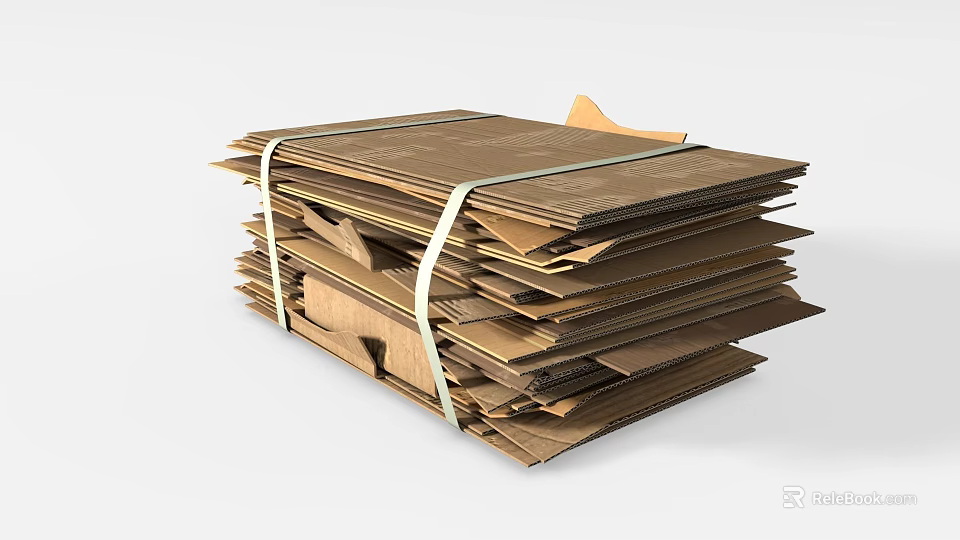 Brown Cardboard Boxes Tied with Ropes Neatly Stacked for Household Supplies 3d model 