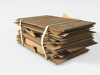 Brown Cardboard Boxes Tied with Ropes Neatly Stacked for Household Supplies 3d model