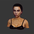 3D Rendered Game Female Character With Short Black Hair Black Tank Top And Tattooed Skin