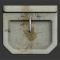 Old Fashioned Stained White Bathroom Sink With Faucet And Drain Pipe
