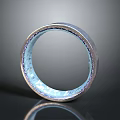 Electronic Silver Ring With Blue Illuminated Interior And Textured Surface Design
