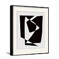 Abstract Black And White Geometric Artwork In White Frame On Gray Wall 3d model