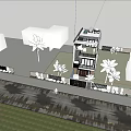 Modern Style Detached Villa Exterior With Balcony Palm Trees Front Road And Cyclist