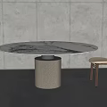 Modern round dining table and chair combination 3d model