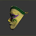 Gold Green Purple Decorative Mask With Intricate Patterns For Costume Accessory