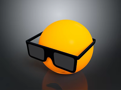 Stylish Yellow Sphere Life Accessory Wearing Black Glasses Modern Decorative Look 3d model