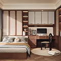 Modern Luxury Bedroom Interior Design With Wooden Furniture TV Desk And Area Rug