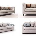 Jane European Double Sofa Cloth Pattern Sofa 3d model