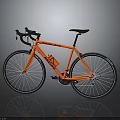 Orange Allez Sport Road Bicycle with Black Handlebars Saddle Water Bottle Cage and Reflection