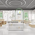 Elegant Modern Store Interior With Display Shelves Wooden Counters And Green Plants