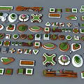 Various Tree Pit Designs With Different Shapes Green Plants And Wooden Elements 3d model